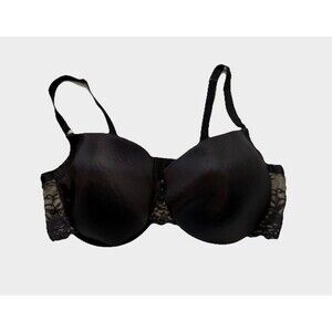 Cacique Underwire Lightly Lined 44DDD T-Shirt Bra Black Lace